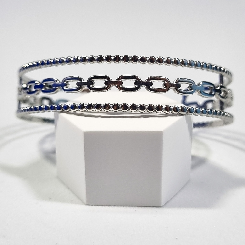 Brazalete plateado cadena central