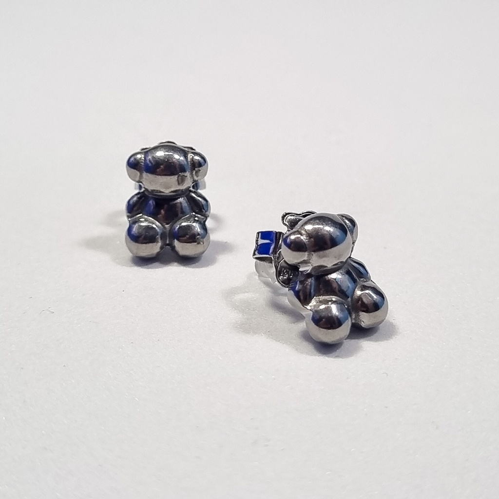 Pendientes plateados ositos