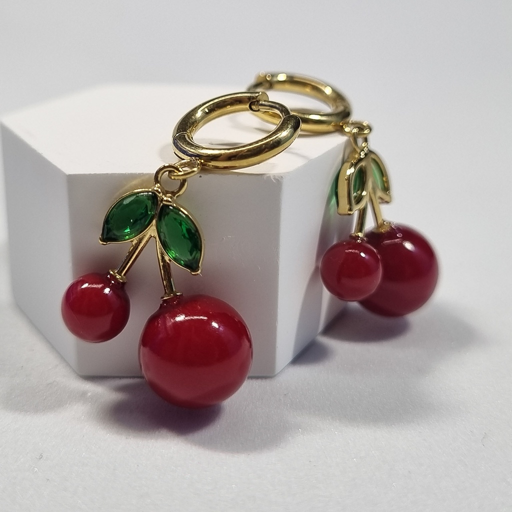 Pendientes cerezas doradas