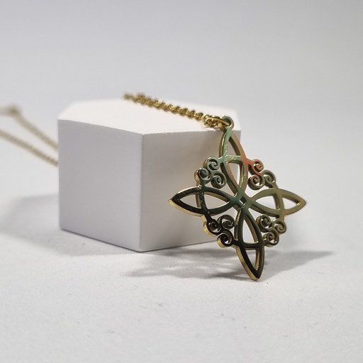 Colgante nudo de bruja dorado